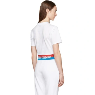 Shop Opening Ceremony White Cropped Elastic Logo T-shirt In 1100 White