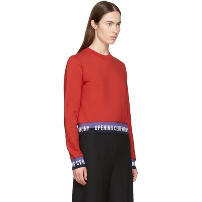 Shop Opening Ceremony Red Cropped Elastic Logo Sweatshirt In 6401 Red