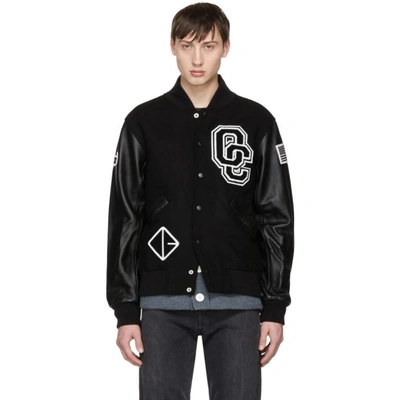 Shop Opening Ceremony Black Logo Varsity Bomber Jacket