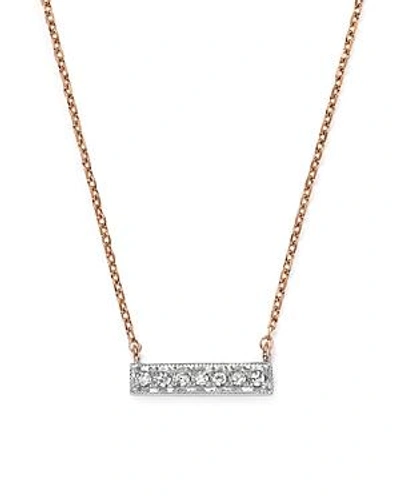 Shop Dana Rebecca Designs 14k White & Rose Gold Sylvie Rose Mini Bar Necklace With Diamonds In White/rose