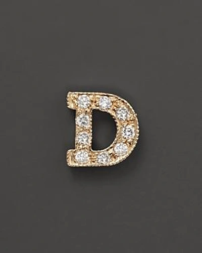 Shop Zoë Chicco 14k Yellow Gold Pave Single Initial Stud Earring, .04.06 Ct. T.w. In D