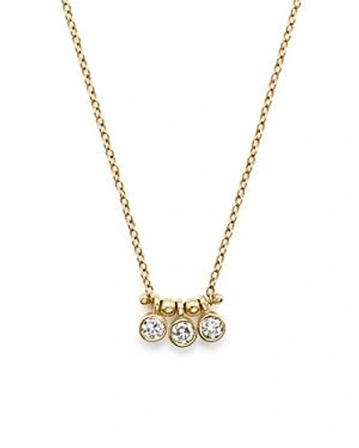 Shop Zoë Chicco 14k Yellow Gold And Diamond Bezel-set 3 Necklace, 16 In White/gold