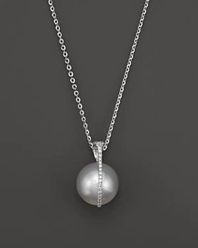 Shop Tara Pearls South Sea Cultured Pearl And Diamond Pendant Necklace In 18k White Gold, 15
