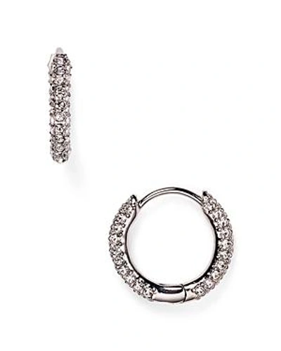 Shop Nadri Swarovski Crystal Hoop Earrings In Silver