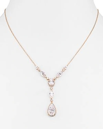 Shop Nadri Pear Shaped Drop Lariat Necklace, 16 In Rose Gold/clear