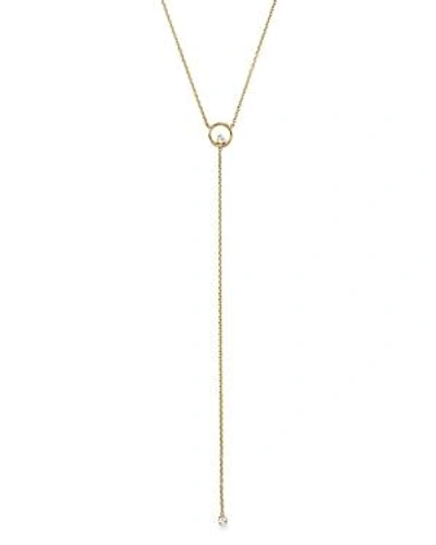 Shop Zoë Chicco 14k Yellow Gold Paris Small Circle Lariat Necklace With Diamond, 18 In White/gold