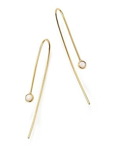 Shop Zoë Chicco 14k Yellow Gold Wire Earrings With Opal