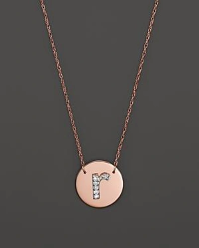 Shop Jane Basch 14k Rose Gold Circle Disc Pendant Necklace With Diamond Initial, 16