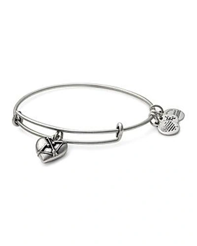 Shop Alex And Ani Cupid's Heart Charm Expandable Wire Bangle In Silver