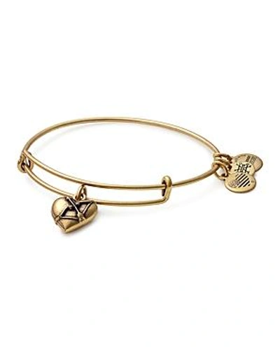 Shop Alex And Ani Cupid's Heart Charm Expandable Wire Bangle In Gold