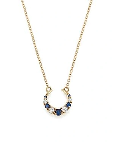 Shop Iconery X Stone Fox Bride 14k Yellow Gold Crescent Diamond And Sapphire Necklace, 16