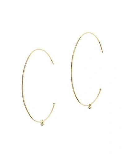 Shop Zoë Chicco 14k Yellow Gold Large Hoop Earrings With Dangling Diamonds In White/gold