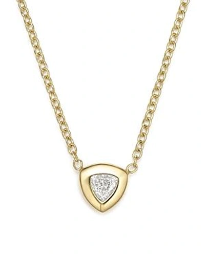 Shop Zoë Chicco 14k Yellow Gold Pendant Necklace With Trillion Diamond, 14