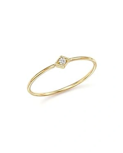 Shop Zoë Chicco 14k Yellow Gold Diamond-shape Ring With Diamond