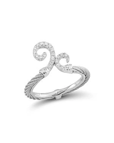 Shop Alor Diamond Gray Cable Ring In Silver