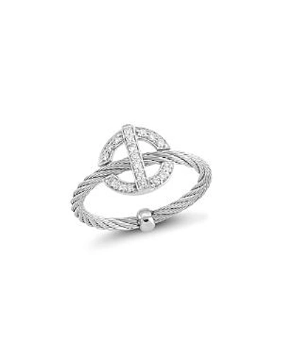 Shop Alor Diamond Cable Ring In Silver