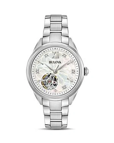 Shop Bulova Automatic Watch, 34.5mm In White/silver