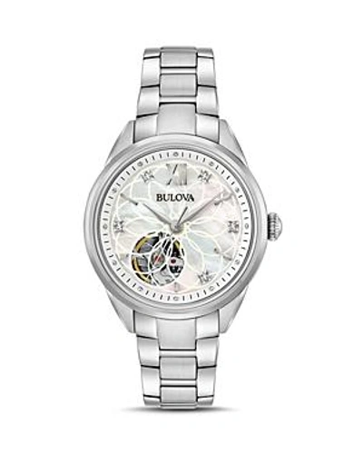 Bulova Automatic Watch, 34.5mm In White/silver