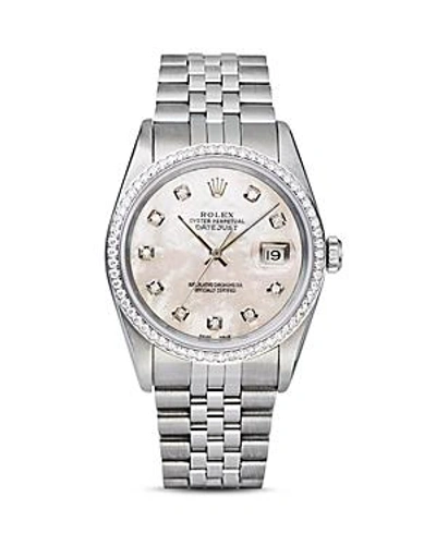 Shop Pre-owned Rolex  Rolex Stainless Steel And 18k White Gold Datejust Watch With Mother-of-pearl Dial And Diam In White/silver
