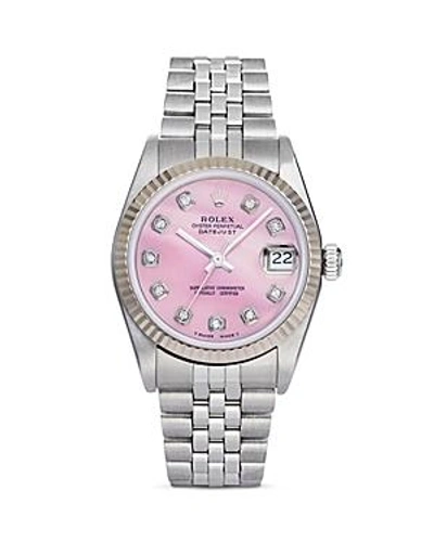 Shop Pre-owned Rolex  Rolex Stainless Steel And 18k White Gold Datejust Watch With Pink Mother-of-pearl And Diam In Pink/silver