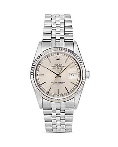 Shop Pre-owned Rolex  Rolex Stainless Steel And 18k White Gold Datejust Watch With Fluted Bezel And Silver Dial, In White/silver