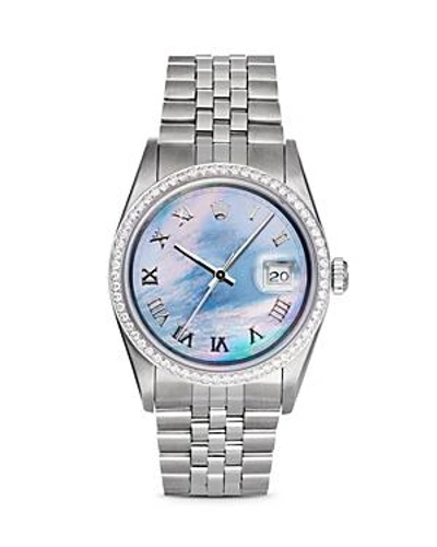 Shop Pre-owned Rolex  Rolex Stainless Steel And 18k White Gold Datejust Watch With Dark Mother-of-pearl Dial And In Multi/silver