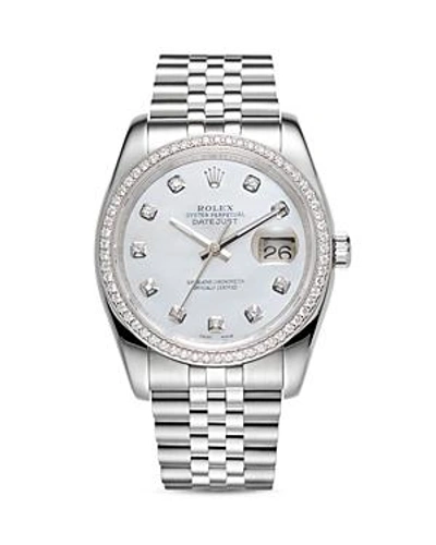 Shop Pre-owned Rolex  Rolex 18k White Gold And Stainless Steel Datejust Diamond Watch With Mother-of-pearl Dial  In White/silver