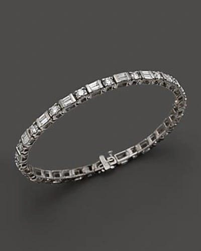 Shop Bloomingdale's Diamond And Baguette Bracelet In 14k White Gold, 3.0 Ct. T.w. - 100% Exclusive