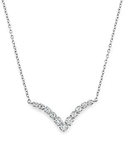 Shop Bloomingdale's Diamond V Pendant Necklace In 14k White Gold, .20 Ct. T.w. - 100% Exclusive
