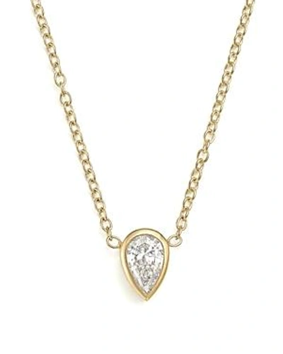 Shop Zoë Chicco 14k Yellow Gold Pendant Necklace With Teardrop Diamond, 14