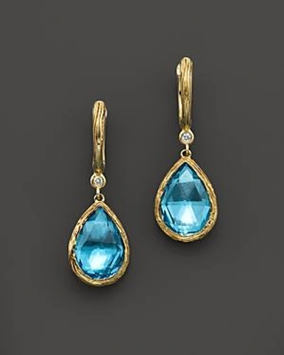 Shop Bloomingdale's Blue Topaz Teardrop Earrings With Diamonds In 14k Yellow Gold - 100% Exclusive In Multi