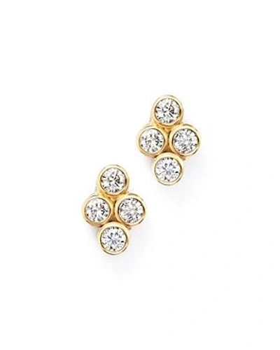 Shop Zoë Chicco 14k Yellow Gold Quad Bezel Diamond Stud Earrings