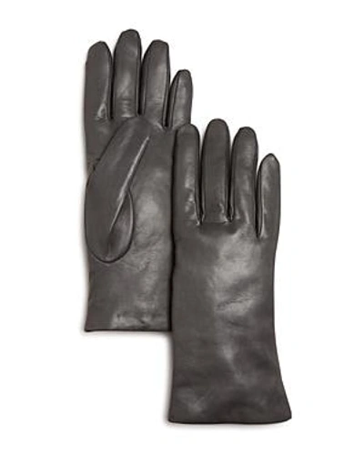 Shop Bloomingdale's Cashmere Lined Leather Gloves - 100% Exclusive In Gray