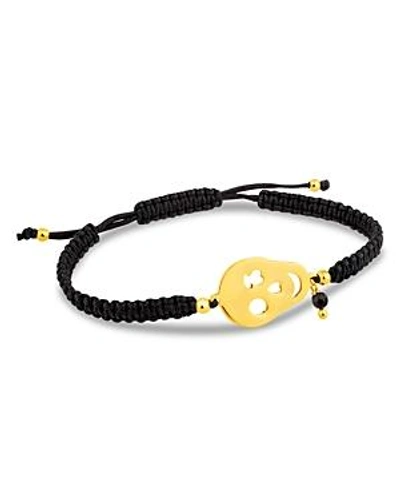 Shop Tous Skull & Onyx Charm Woven Cord Bracelet In Black And Gold