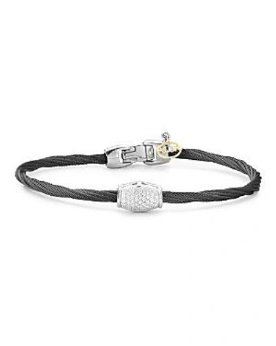 Shop Alor Diamond Black Cable Bangle In Black/silver