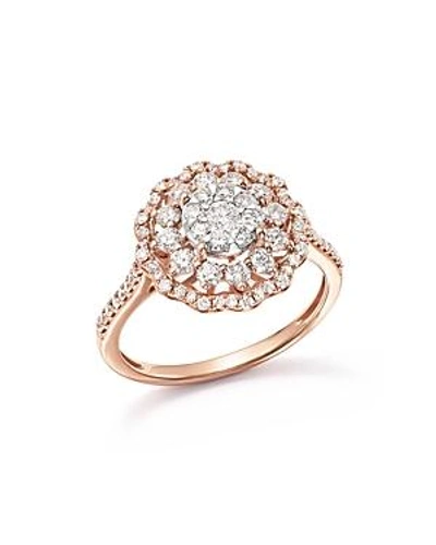 Shop Bloomingdale's Diamond Flower Burst Statement Ring In 14k Rose Gold, 1.0 Ct. T.w. - 100% Exclusive In White/rose