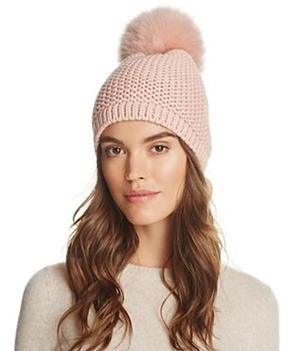 Shop Kyi Kyi Slouchy Hat With Fox Fur Pom-pom - 100% Exclusive In Light Pink