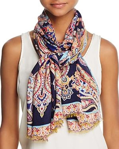 Shop Fraas Paisley Scarf In Navy/multi
