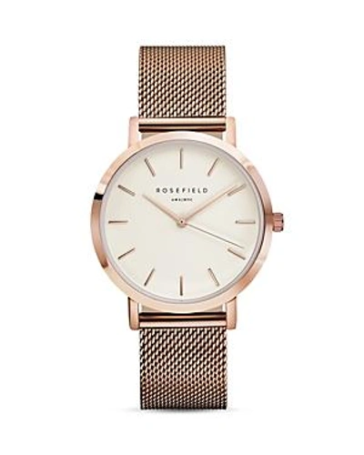 Shop Rosefield Mercer Watch, 38mm In White/rose