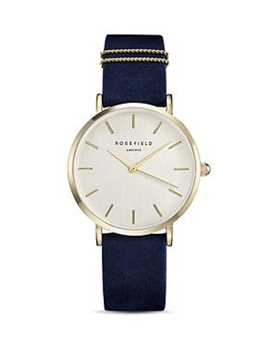 Shop Rosefield West Village Watch, 33mm In White/blue