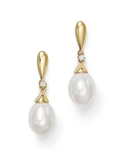 Bloomingdale's Cultured Freshwater Pearl Drop Earrings In 14k Yellow Gold In White/gold