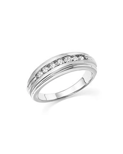 Shop Bloomingdale's Diamond Men's Band In Matte And Polished 14k White Gold, .50 Ct. T.w. - 100% Exclusive