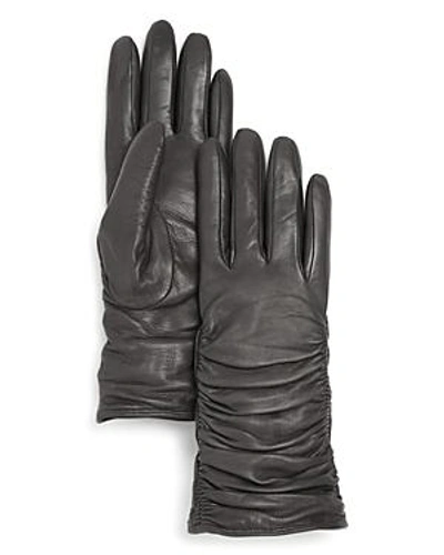 Shop Bloomingdale's Leather Glove With Ruching - 100% Exclusive In Gray