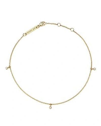 Shop Zoë Chicco 14k Yellow Gold Triple Diamond Charm Anklet In White/gold
