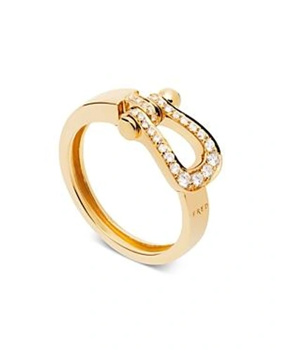 Shop Fred 18k Yellow Gold Force 10 Diamond Medium Ribbon Ring In White/gold