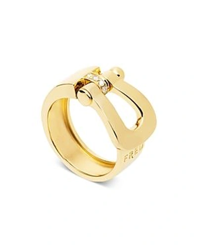 Shop Fred 18k Yellow Gold Force 10 Diamond Large Ribbon Ring In White/gold