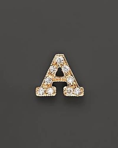 Shop Zoë Chicco 14k Yellow Gold Pave Single Initial Stud Earring, .04.06 Ct. T.w. In A