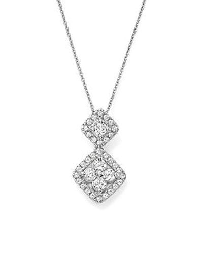 Shop Bloomingdale's Diamond Cluster Drop Pendant Necklace In 14k White Gold, .50 Ct. T.w. - 100% Exclusive