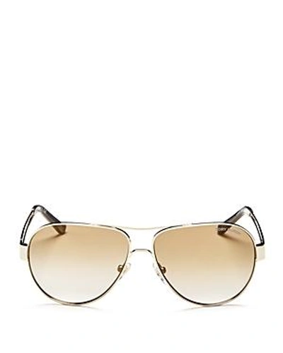 Shop Tory Burch Women's Mirrored Brow Bar Aviator Sunglasses, 55mm In Light Gold/gold Gradient Mirror