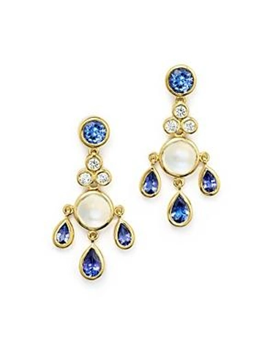 Shop Temple St. Clair 18k Gold Fringe Earrings With Tanzanite, Royal Blue Moonstone And Diamonds